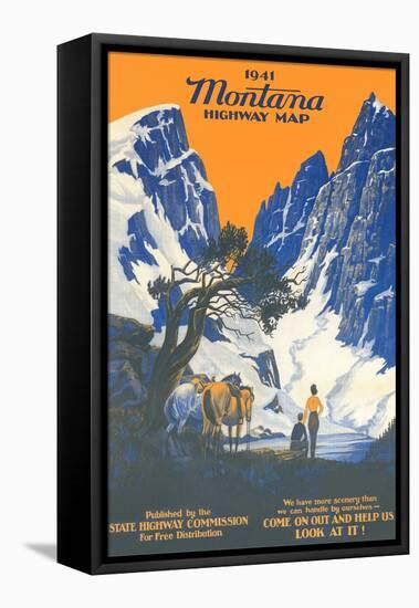 Montana Highway Map-null-Framed Stretched Canvas