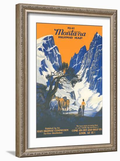 Montana Highway Map-null-Framed Art Print