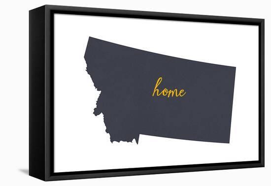 Montana - Home State - Gray on White-Lantern Press-Framed Stretched Canvas