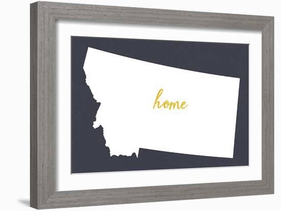 Montana - Home State - White on Gray-Lantern Press-Framed Art Print