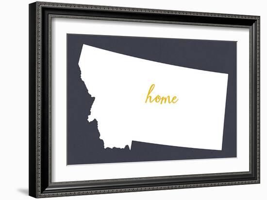 Montana - Home State - White on Gray-Lantern Press-Framed Art Print