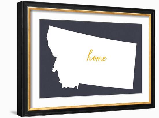 Montana - Home State - White on Gray-Lantern Press-Framed Art Print