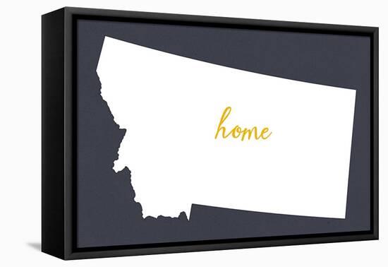 Montana - Home State - White on Gray-Lantern Press-Framed Stretched Canvas