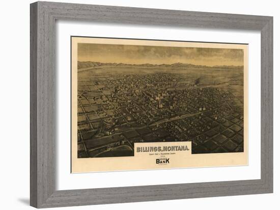 Montana - Panoramic Map of Billings-Lantern Press-Framed Art Print