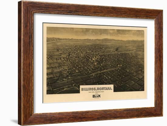 Montana - Panoramic Map of Billings-Lantern Press-Framed Art Print