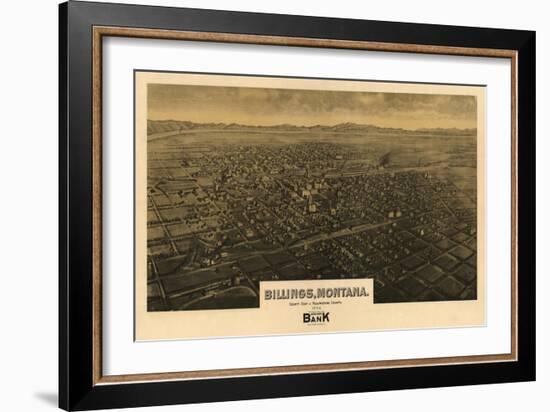 Montana - Panoramic Map of Billings-Lantern Press-Framed Art Print