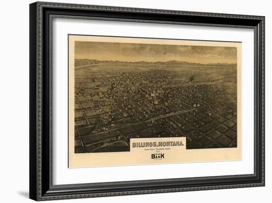 Montana - Panoramic Map of Billings-Lantern Press-Framed Art Print