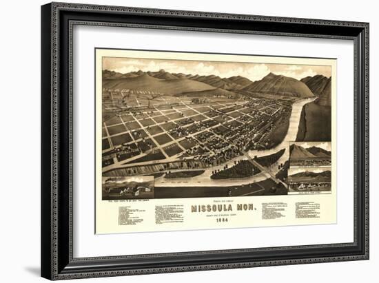 Montana - Panoramic Map of Missoula No. 1-Lantern Press-Framed Art Print