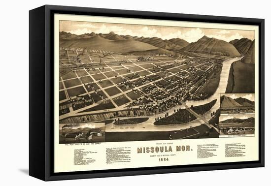 Montana - Panoramic Map of Missoula No. 1-Lantern Press-Framed Stretched Canvas