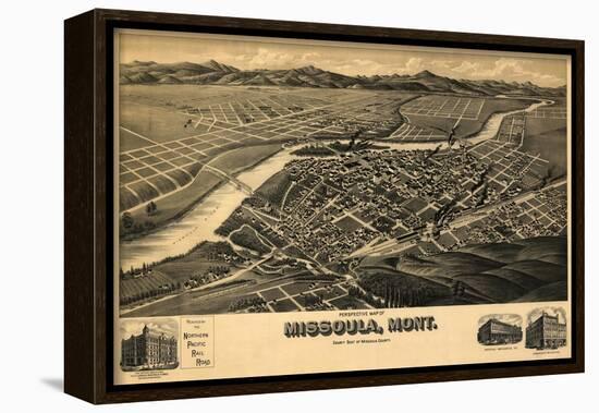 Montana - Panoramic Map of Missoula No. 2-Lantern Press-Framed Art Print
