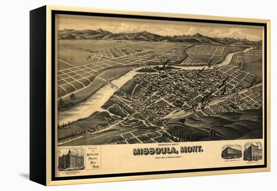 Montana - Panoramic Map of Missoula No. 2-Lantern Press-Framed Art Print