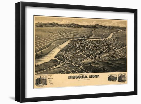 Montana - Panoramic Map of Missoula No. 2-Lantern Press-Framed Art Print