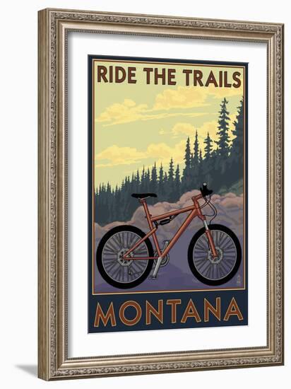 Montana - Ride the Trails-Lantern Press-Framed Art Print