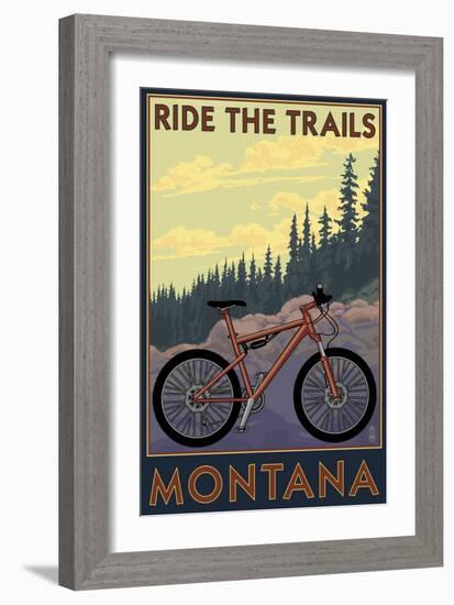 Montana - Ride the Trails-Lantern Press-Framed Art Print