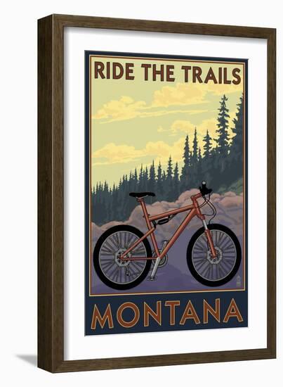 Montana - Ride the Trails-Lantern Press-Framed Art Print