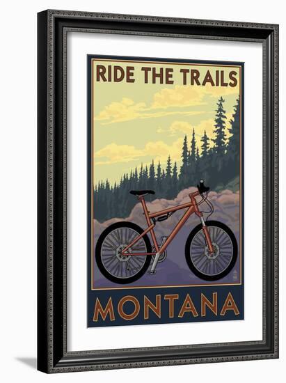 Montana - Ride the Trails-Lantern Press-Framed Art Print