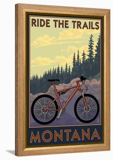 Montana - Ride the Trails-Lantern Press-Framed Stretched Canvas