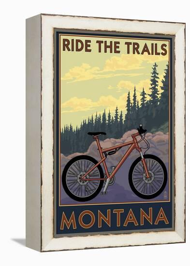 Montana - Ride the Trails-Lantern Press-Framed Stretched Canvas