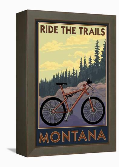 Montana - Ride the Trails-Lantern Press-Framed Stretched Canvas