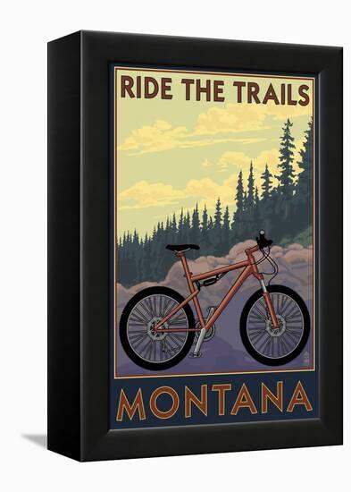 Montana - Ride the Trails-Lantern Press-Framed Stretched Canvas