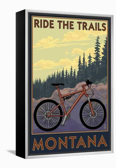 Montana - Ride the Trails-Lantern Press-Framed Stretched Canvas