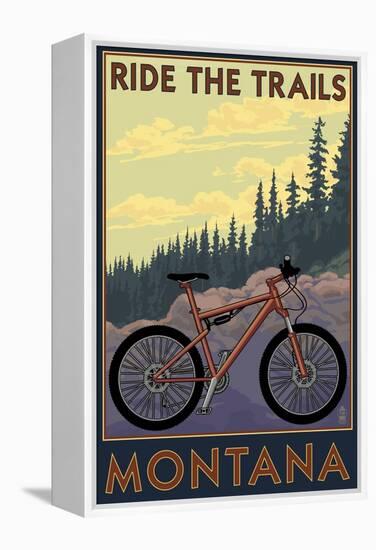 Montana - Ride the Trails-Lantern Press-Framed Stretched Canvas