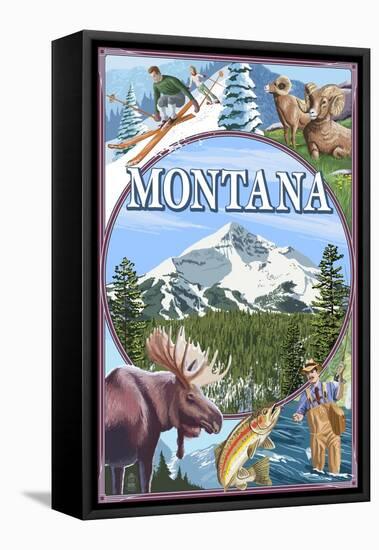 Montana Scenes Montage-Lantern Press-Framed Stretched Canvas