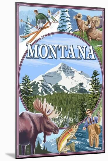 Montana Scenes Montage-Lantern Press-Mounted Art Print