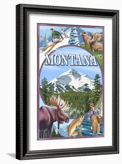 Montana Scenes Montage-Lantern Press-Framed Art Print