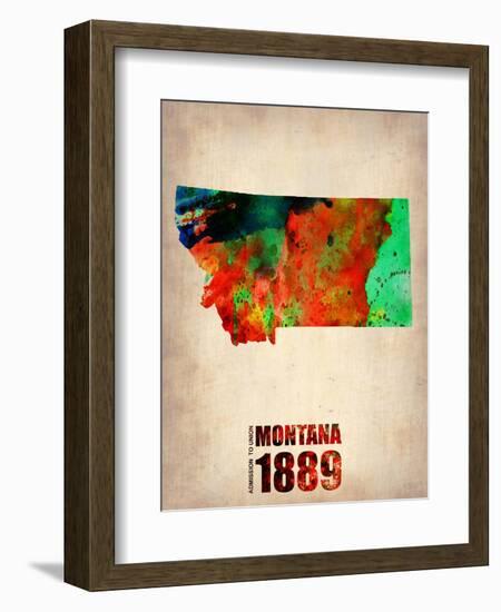 Montana Watercolor Map-NaxArt-Framed Art Print