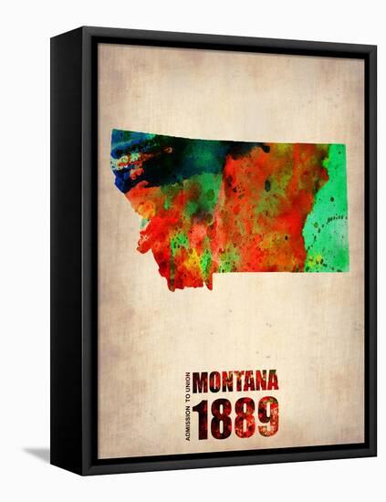 Montana Watercolor Map-NaxArt-Framed Stretched Canvas