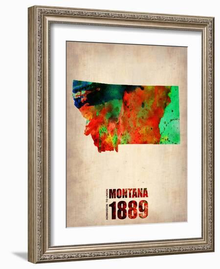 Montana Watercolor Map-NaxArt-Framed Art Print