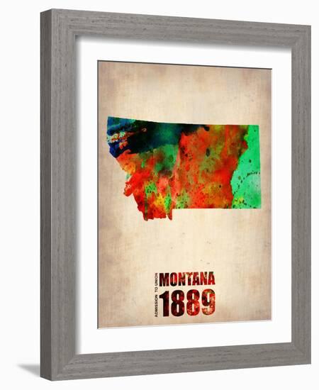 Montana Watercolor Map-NaxArt-Framed Art Print