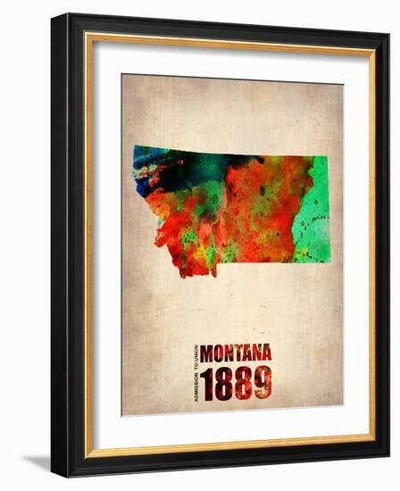 Montana Watercolor Map-NaxArt-Framed Art Print