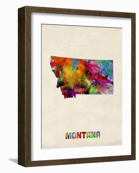 Montana Watercolor Map-Michael Tompsett-Framed Art Print