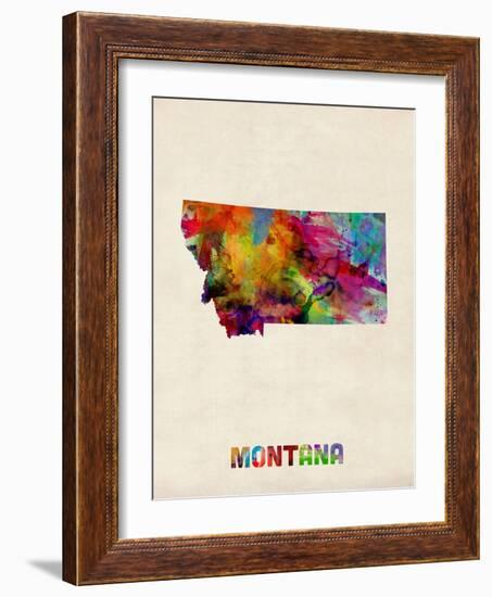 Montana Watercolor Map-Michael Tompsett-Framed Art Print