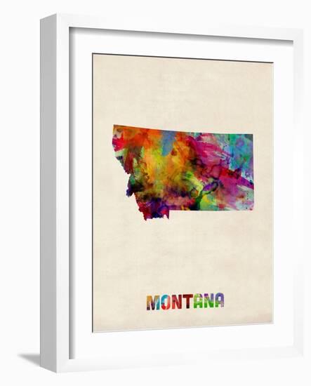 Montana Watercolor Map-Michael Tompsett-Framed Art Print