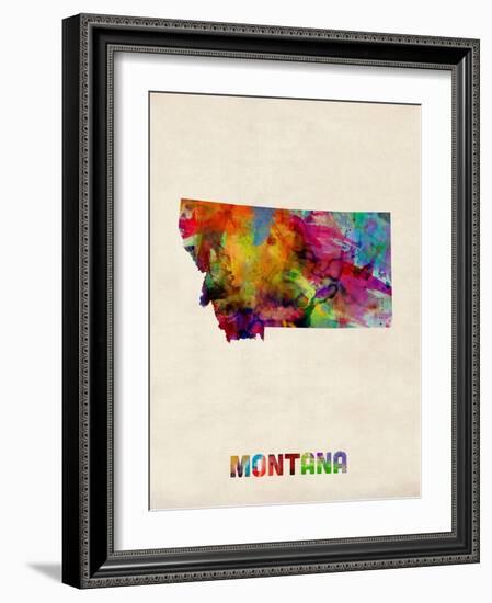 Montana Watercolor Map-Michael Tompsett-Framed Art Print