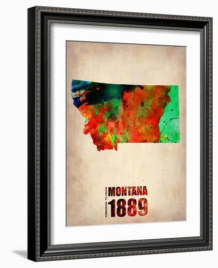 Montana Watercolor Map-NaxArt-Framed Art Print