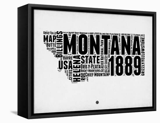 Montana Watercolor Word Cloud-NaxArt-Framed Stretched Canvas