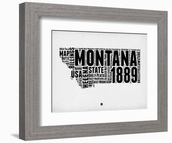 Montana Watercolor Word Cloud-NaxArt-Framed Premium Giclee Print