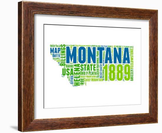 Montana Word Cloud Map-NaxArt-Framed Art Print