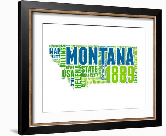 Montana Word Cloud Map-NaxArt-Framed Art Print
