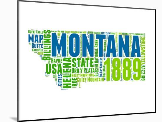 Montana Word Cloud Map-NaxArt-Mounted Art Print