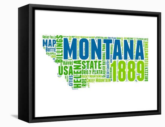 Montana Word Cloud Map-NaxArt-Framed Stretched Canvas