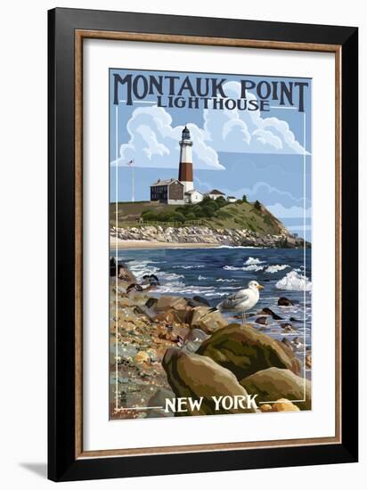 Montauk Point Lighthouse - New York-Lantern Press-Framed Art Print