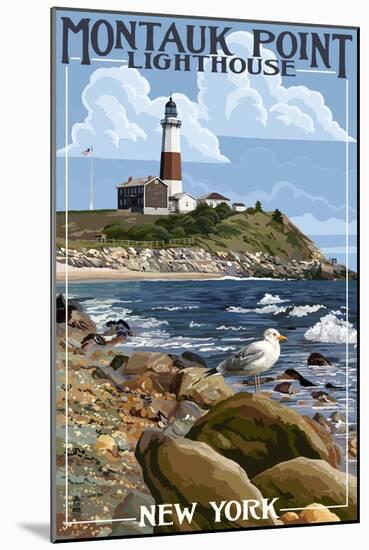 Montauk Point Lighthouse - New York-Lantern Press-Mounted Art Print