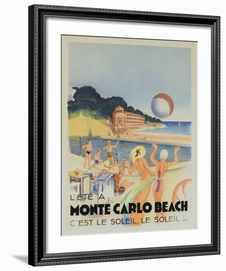 Monte Carlo Beach, 1931-Vintage Poster-Framed Art Print