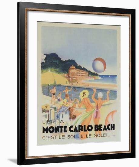 Monte Carlo Beach, 1931-Vintage Poster-Framed Art Print