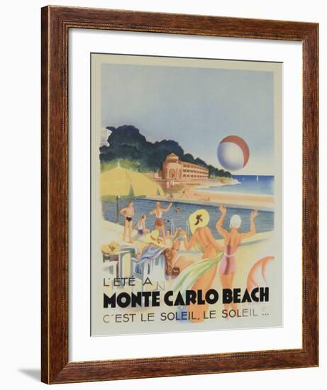 Monte Carlo Beach, 1931-Vintage Poster-Framed Art Print